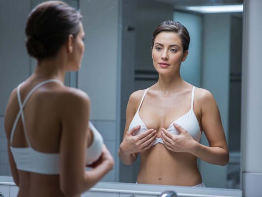 mastopexia | mujer observando sus mamas